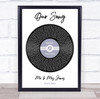 Blue Heart Vinyl Record Label Any Song Lyric Personalised Music Wall Art Print
