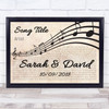 Landscape Wavy Music Notes Names & Dates Any Song Lyric Personalised Music Print