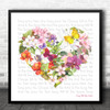 Floral Heart Square Any Song Lyric Personalised Music Wall Art Print