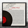 Half Record & Music Notes Square Any Song Lyric Personalised Music Art Print