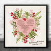 Whitney Houston I Will Always Love You Floral Botanical Heart Square Music Song Lyric Art Print