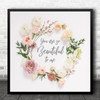 Joe Cocker You Are So Beautiful Peach Floral Wreath Square Music Song Lyric Art Print