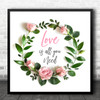 The Beatles All You Need Is Love Rose Floral Wreath Square Music Song Lyric Art Print
