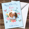 Floral Your Photo Blue Mum Personalised Mother's Day Card