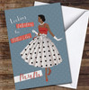 Elegant Dark Skin Women Red Dress Polka Dots Personalised Mother's Day Card