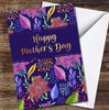 Gold Letter And Flowers On Violet Background Personalised Mother's Day Card