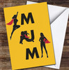 Yellow Background Woman Superhero Silhouette Personalised Mother's Day Card