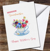 Watercolour Tea Cups With Flowers Personalised Mother's Day Card