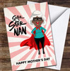 Dark Skin Super Granny Cartoon Personalised Mother's Day Card