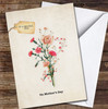 Vintage Style Flowers With Tag Personalised Mother's Day Card