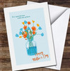 Flowers In Glass Vase Blue Personalised Mother's Day Card