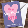 Typographic Pink Purple Heart Best Step Mum Personalised Mother's Day Card