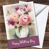 Burgundy Painted Bouquet Of Flowers Personalised Mother's Day Card