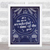 Its The Most Wonderful Time Of The Year Dark Blue Christmas Wall Art Print