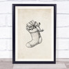 Vintage Stocking Sock Christmas Wall Art Print