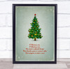 Christmas Tree Grey Red Lyrics Wall Art Print