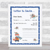 Santa Fill In The Blanks Blue Christmas Letter Certificate Award Print