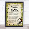 Christmas Vintage Santa Claws Green Letter Certificate Award Print