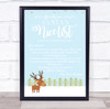 A Rudolph Baby Blue Christmas Letter Certificate Award Print