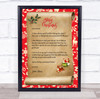 Santa Claus Christmas Scroll Letter Certificate Award Print