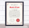 Christmas Santa With Stamp Letter Certificate Award Print