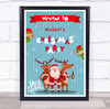 Personalised Welcome To Christmas Party Blue Christmas Event Sign Print