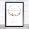 Personalised First Christmas Wreath White Event Sign Wall Art Print