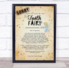 Vintage Style Tooth Fairy Sorry Letter Certificate Award Print