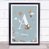 New Baby Birth Details Christening Nursery Woodland Animals Initial A Gift Print