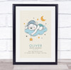 New Baby Birth Details Christening Nursery Bear Cloud Yellow Keepsake Gift Print