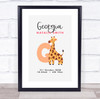 New Baby Birth Details Christening Nursery Initial G Giraffe Keepsake Gift Print