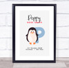 New Baby Birth Details Christening Nursery Initial P Penguin Keepsake Gift Print