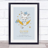 New Baby Birth Details New-born Christening Nursery Cat Moon Keepsake Gift Print