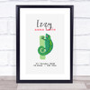 New Baby Birth Details Christening Nursery Initial I Iguana Keepsake Gift Print