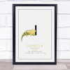 New Baby Birth Details Christening Nursery Initial Iguana I Keepsake Gift Print