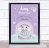 Elephant Purple New Baby Birth Details Nursery Christening Keepsake Gift Print