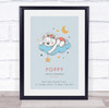 New Baby Birth Details Christening Nursery Bear Cloud Blue Keepsake Gift Print