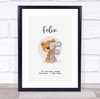 New Baby Birth Details Christening Nursery Bear Initial F Keepsake Gift Print