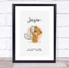 New Baby Birth Details Christening Nursery Bear Initial J Keepsake Gift Print