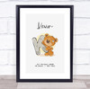 New Baby Birth Details Christening Nursery Bear Initial K Keepsake Gift Print