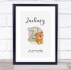 New Baby Birth Details Christening Nursery Bear Initial Z Keepsake Gift Print