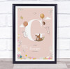 Baby Birth Details Nursery Christening Woodland Animals Pink Initial G Print