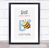 New Baby Birth Details Christening Nursery Initial B Bee Keepsake Gift Print