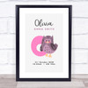 New Baby Birth Details Christening Nursery Initial O Owl Keepsake Gift Print