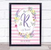 Any Initials Birthday Date Name Pink Floral Butterflies Keepsake Gift Print