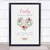 New Baby Birth Details Christening Nursery Floral Heart Keepsake Gift Print