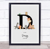 New Baby Birth Details Nursery Jungle Animals Initial D Keepsake Gift Print