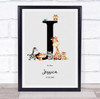 New Baby Birth Details Nursery Jungle Animals Initial J Keepsake Gift Print