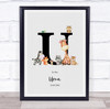 New Baby Birth Details Nursery Jungle Animals Initial U Keepsake Gift Print