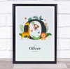 Jungle Animals Initial O Baby Birth Details Nursery Christening Gift Print